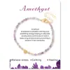 Pulsera Tarjeta de Oro de 18K Transfronteriza Nueva con Cuentas Naturales Finas de Amatista en Forma de Corazón 3mm Fresca y Dulce para Mujer
