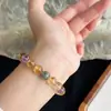 Ganhe Dinheiro. Pulseira de Citrino Natural para Mulheres Atrair Riqueza e Transferir Cristal Morango Ametista Presente Pulseira de Quartzo Rosa