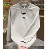 Sudadera Bordada de Cuello Redondo Nueva Tendencia de Marca para Primavera y Otoño, Camiseta de Manga Larga Versátil Casual de Moda de Gama Alta para Hombre