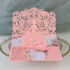 Boda Europea y Americana Hermosa Chica Estéreo Tarjeta de Felicitación Láser Invitación a Fiesta Navideña Tarjeta de Invitación de Encaje para Niña