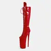 Botas largas de tacón de aguja ultralto, hasta la pantorrilla, con cordones, punta redonda, talla grande, superventas transfronterizas europeas y americanas, sexy, para actuación de pole dance en discotecas