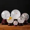 Bola de cristal natural, bola de cristal blanco al por mayor, bola simbiótica de flor de resina amarilla de cristal blanco, bola de cristal de matriz de siete estrellas para entrada de sala de estar
