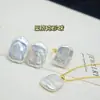 Pendientes de Perla Barroca de Forma Especial al por Mayor Plata S925 Pendientes Cuadrados de Perla de Agua Dulce Blancos Simples y Versátiles