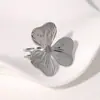 Anillo de acero inoxidable abierto con personalidad europea y americana exagerada, alto sentido francés, flor, mariposa, amor, geométrico, no se decolora, para mujer
