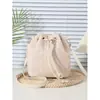 Bolsa Transversal de Palha com Cordão Estilo Férias de Verão para Mulheres 2026 Nova Bolsa de Ombro para o Dia a Dia Bolsa Tote de Palha Tecida Bolsa Saco