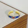 Caixa Surpresa Live Gold Vintage Retro Anel Aberto Totalmente Cravejado com Zircônia Diamante Esmalte Gota de Óleo Anel Personalizado