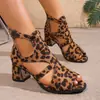 Stock Spot de Amazon 2026 Verano Nuevo Comercio Exterior Sandalias Tallas Grandes para Mujer Sandalias de Cuña con Estampado de Leopardo Europeas y Americanas para Mujer Venta al por Mayor