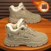 Nuevos Zapatos de Hombre para Otoño e Invierno Zapatos de Algodón Engrosados con Forro de Lana Zapatos Deportivos Casuales de Cuero para Hombre Zapatos Retro de Trabajo Martins