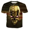 Moda Masculina Casual Cráneo Blanco y Negro 3D Pareja Impresión Digital 3D Camiseta Holgada para Hombres y Mujeres Mangas Cortas