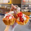 Llavero Colgante de Helado de Fruta Simulado Juguete de Comida Creativo Llavero Colgante de Bolsa de Cono Crujiente Pequeño Regalo