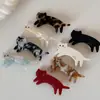 Grampo de Gato Fofo com Pernas Curtas Textura de Acetato Franja Presilha Lateral Elegante Presilha de Bico de Pato Presilha para Franja Acessórios de Cabelo Novo Estilo
