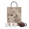 Moji Areia Roxa Um Vaso de Três Copos Conjunto de Presente Acompanhante Conjunto de Chá Kung Fu Conjunto de Xícaras de Chá de Porcelana Branca Doméstico Conjunto Caixa de Presente