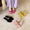 Zapatillas de cuña sencillas estilo francés con grano de madera para mujer para exteriores 2025 Nuevas sandalias de verano de tacón alto