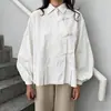 Camisa con Botones y Solapa Estilo Nuevo Chino Primavera/Verano 2026 para Mujer, Moda Transfronteriza Europea y Americana, Top Holgado de Manga Larga