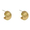 Aretes de Clip para Oreja con Textura Metálica en Forma de C, Personalidad Transfronteriza Europea y Americana, Moda Nicho, Diseño Simple y Único para Mujeres