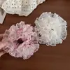 Elástico de Cabelo Scrunchie de Renda com Bolinhas Plissadas para Rabo de Cavalo ou Coque, Corda de Cabelo Elegante e Suave para Mulheres, Estilo Preguiçoso