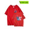 Camiseta Dizai de manga corta con cuello redondo y puntada periférica de animación, de algodón puro, para parejas, para bebé estrella, ropa de verano a juego.
