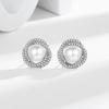 Pendientes de perlas y diamantes transfronterizos para mujer, sencillos, elegantes y combinables, de plata S925 con diamantes.