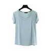 Camiseta de Manga Curta em Modal para Mulheres, Cor Sólida, Gola U, Camiseta Básica, Caimento Solto, Top Fino de Modal Confortável para Casa