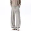 Pantalones casuales para hombre con caída, pierna recta, color café, corte holgado, pantalones casuales para otoño