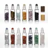 En Stock Botella Roller de Piedra Cruda de Cristal Natural de 10 ml, Botella Decantadora de Perfume de Alta Transparencia, Exquisita Botella Decantadora Roller de Gema