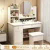 Tocador con espejo en stock para dormitorio, mesa de maquillaje modelo nuevo simple y moderno, tocador de dormitorio principal, gabinete de almacenamiento, tocador de lujo ligero