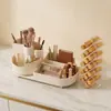 Caixa de Armazenamento Cosmético Transparente Organizador de Produtos para Cuidados com a Pele de Mesa Estante para Pincéis de Maquiagem de Penteadeira Rack para Batom Prateleira de Armazenamento Compartimentada