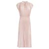 Vestido com Gola Alta 2026 Primavera Novo Design Original Cor Sólida Patchwork Longo Solto Confortável Cetim Cintura Alta Vestido