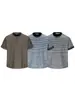 Camiseta de Manga Corta Retro Estilo Americano Suelta de Pareja Nanxia Verano Rayas Bloques de Color Cuello Henley Manga Corta para Hombre
