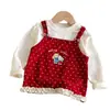 Camiseta de Manga Larga Dulce Princesa para Niñas 2026 Nuevo Conjunto de Primavera y Otoño Top Dulce y Elegante para Niñas Falso de Dos Piezas