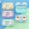 Caixa Pequena e Fofa para Lentes de Contato, Caixa de Lentes de Contato de Desenho Animado, Caixa Portátil para Levar, Caixa de Cuidados, Caixa Dupla Atacado