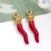 Kit de Material para Pingente 3D de Pimenta Vermelha Esmaltada em Aço Inoxidável para Brinco e Bolsa DIY Feito à Mão