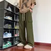 Pantalones de trabajo rectos de algodón puro de peso pesado de moda para hombre, pantalones largos deportivos de color liso de ajuste holgado estilo casual americano de alta gama para primavera y otoño