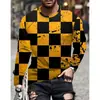 Camiseta de Manga Larga para Hombre - Patrón de Cuadros Blanco y Negro, Corte Regular, Camisa Casual para el Día a Día y la Oficina