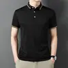 Camiseta de manga corta para hombre algodón mercerizado cuello de sol verano nueva camiseta casual moda ins marca de moda color liso polo