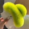 Presilha de Cabelo Genuína de Pelo de Coelho Rex Coreana para Mulheres, Novo Estilo Presilha Tubarão, Presilha de Cabelo de Pelúcia, Presilha de Cabelo Grande Fofa, Bonita
