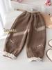 Pantalones Casuales de Invierno para Niña con Forro Polar Pantalones Elegantes de Encaje Pantalones de Invierno de Moda para Bebé Niña con Bordado Floral