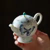 Ino Kishimatsu Arita-Yaki Borboleta Pastel e Flor Bule Alto Exquisito Conjunto de Chá Kung Fu Bule para Preparo de Chá para Mulheres