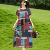 Robe de noite de algodão e seda novo, elegante e estiloso, para mães de meia-idade e idosas, vestido casual elegante e soltinho para casa
