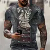 Camiseta Nueva Transfronteriza Degradado Ropa de Trabajo Estampado Creativo de Patrón Talla Grande Holgada Esenciales Camiseta de Manga Corta