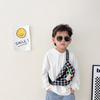 Riñonera Infantil Popular en Internet Hermosa Clásica Coreana Cuadros Bolso de Hombro para Niños Moda Tendencia Estilo Deportivo Riñonera