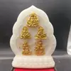Adornos de Cinco Budas de Resina Manualidades de Adoración para el Hogar y la Oficina Decoraciones de Estatua de Buda Dorada