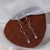 Aretes de Moda con Borla Larga Retorcida Aguja de Plata Microincrustados con Circonita, Estilo Popular de Alta Venta, Elegantes Aretes de Socialité para Mujer