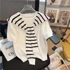 Suéter Popular de Verano en Internet de Cuello Redondo Manga Corta de Punto con Chal Estilo Coreano Chic Top Falso de Dos Piezas Camisa Pequeña para Mujer