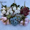 Simulación de 7 cabezas rosa perla fotos de boda sosteniendo ramo flores artificiales decoración de fotos retro sosteniendo flores comercio exterior flores de seda