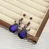 Set de Collar y Aretes Morados de Gota de Agua de Lujo Ligero, Collar Brillante Exagerado de Estilo Europeo y Americano de Alta Gama, Cadena de Clavícula a la Moda