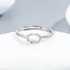 Anillo liso apilable de plata de ley maciza S925, base en blanco de 4x6 mm para engastar, anillo de moda DIY con gema de color, para transmisión en vivo, para hombres y mujeres