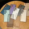 Funda para Teléfono Móvil Adecuada para Samsung S26Ultra S25 Mate Translúcido S24Plus Rayada Botón Metálico Cubierta Protectora