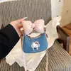 Linda bolsa de mezclilla con lazo de dibujos animados, nuevo diseño de gato bordado de moda, mini bolso cruzado, monedero para niños