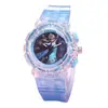 Relojes de princesa Frozen, relojes para niños, venta al por mayor, moda creativa, colorido, flash LED, reloj luminoso transparente